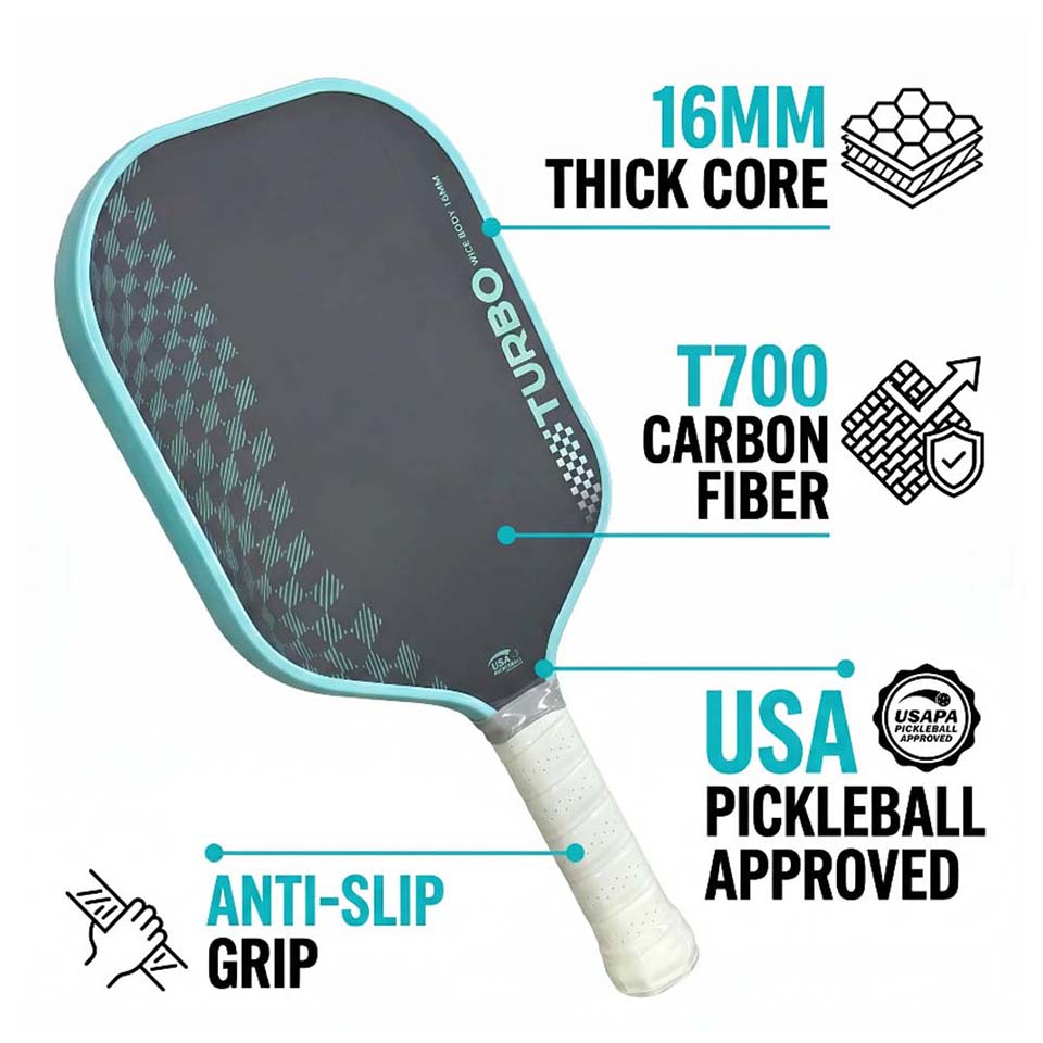 Paleta de Pickleball TURBO T70 - Crepe Pan Carbon reseña y precio